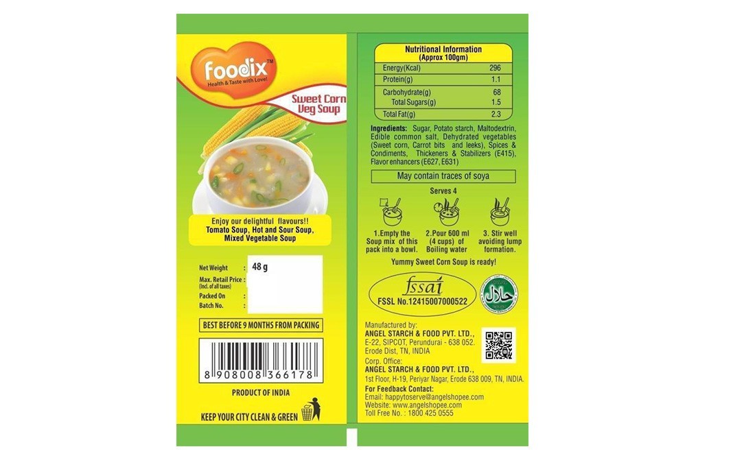 Foodix Sweet Corn Veg Soup    Pack  48 grams